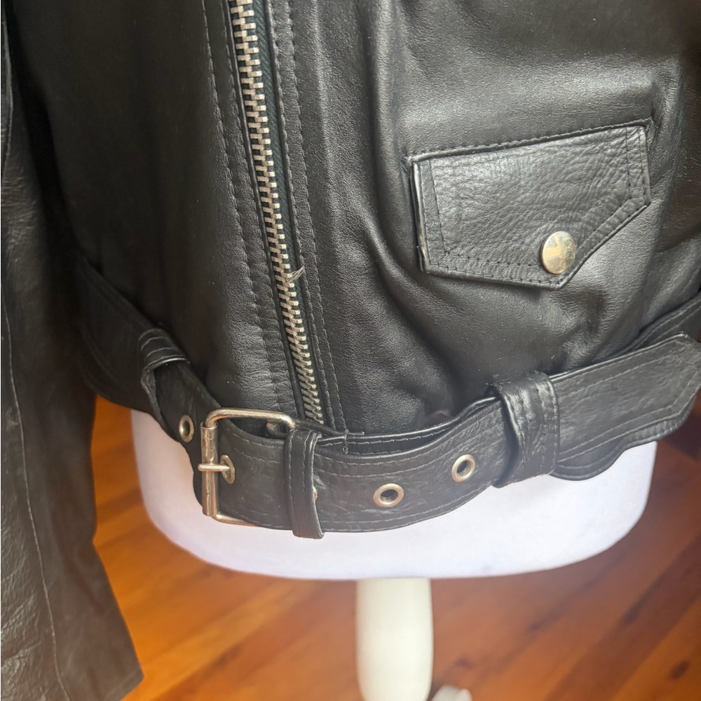 RIPPLES Women BLACK QUILTED LINED VINTAGE REAL LEATHER MOTORCYCLE JACKET! - Picture 11 of 17